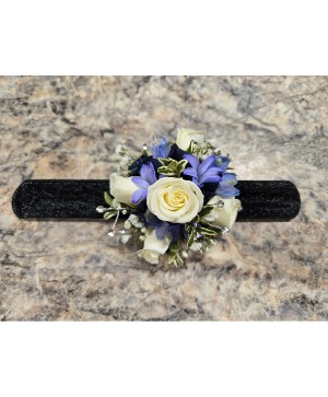 Blue On Black Prom Corsage