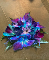 Blue orchid corsage Wrist corsage
