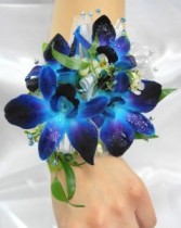 Blue  orchid corsage 