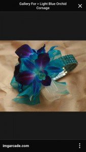 blue orchid wristlet corsage