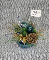 Blue Ornament Vase w/ Pine Cones 