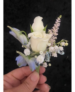 Blue, Pink and White  Boutonniere 