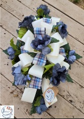 'Blue Plaid' Flat Silk Spray  