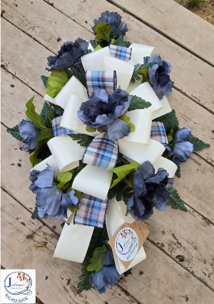 'Blue Plaid' Flat Silk Spray  