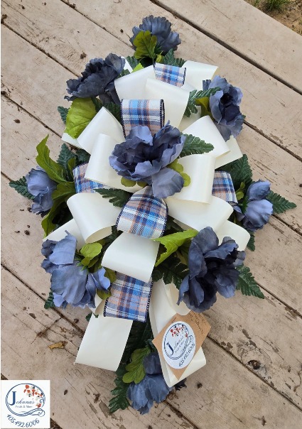 'Blue Plaid' Flat Silk Spray