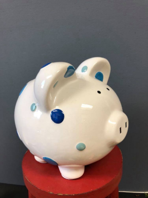 Blue Polka Dot Piggy Bank 