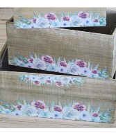 Designer Choice Blue & Purple Flowers Wooden Boxes 