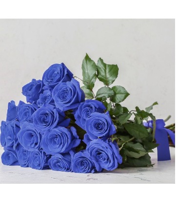 Blue Roses  Wrapped Bouquet in Abbotsford, BC | BUCKETS FRESH FLOWER MARKET INC.