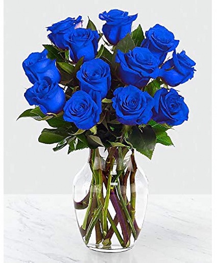 Blue Roses with Glass 