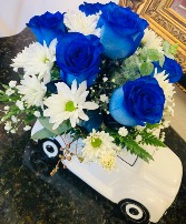 Blue roses Pick up Truck  