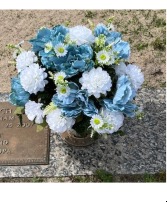 Blue Ruffles cemetery vase