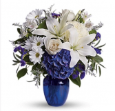 Beautiful in Blue Vase  in Calgary, Alberta | BONAVISTA FLOWERS