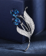 Blue Silver Tulip Flower Brooch in Solid Copper Gift Items