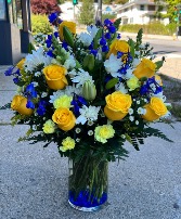 Blue Sky Arrangement  Fresh arrangement in a vase 