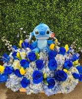 blue stich roses arrangement 