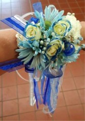 Blue Streamers  Corsage