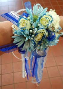 Blue Streamers Corsage