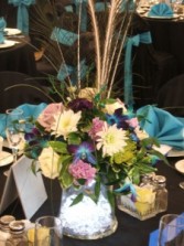 Blue Table Centerpiece Wedding Flowers