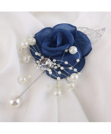 Blue Tulle Rose Boutonniere in Newmarket, ON | FLOWERS 'N THINGS FLOWER & GIFT SHOP
