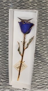 Blue Violet Pearl Gold Dipped Rose 