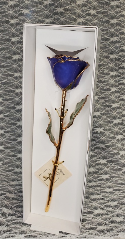 Blue Violet Pearl Gold Dipped Rose