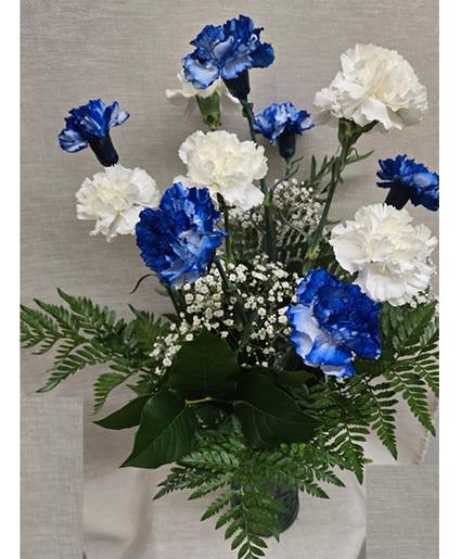 Blue & White Carnations 