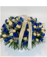 blue white  casket