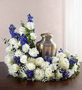 Blue & White Creamation Tribute