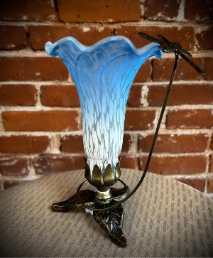 Blue & White Dragonfly Tulip Lamp 