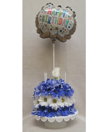 Blue & White Flower Cake  in Croton On Hudson, NY | Marshall's at Cooke's Flowers