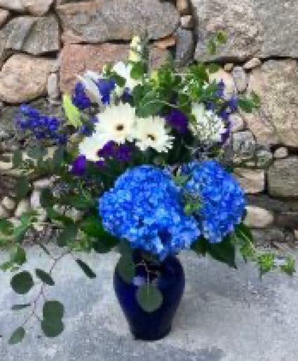 Blue & White Gerberas Arrangement  