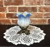 Blue & White Glass Flower Accent Lamp 