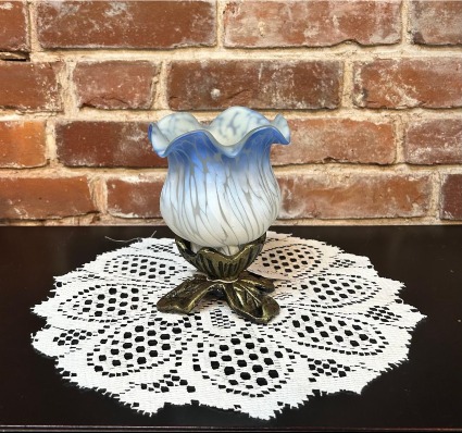 Blue & White Glass Flower Accent Lamp