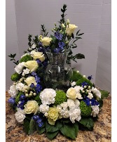 Blue, White & Green Cremation Wreath Cremation Wreath