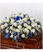Blue & White Mixed Half Casket Cover 
