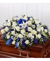 Blue & White Mixed Half Casket Cover 