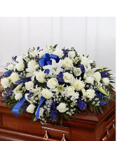 Blue & White Mixed Half Casket Cover  Funeral Casket