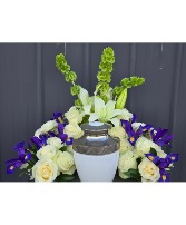 Blue White Partial Cremation Surround Funeral Flowers