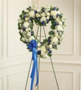Blue & White Standing Open Heart  Funeral