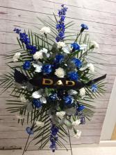 Blue, Silver & White Standing Spray With Saying Perfect for a Dallas Cowboy Fan or Police Officer