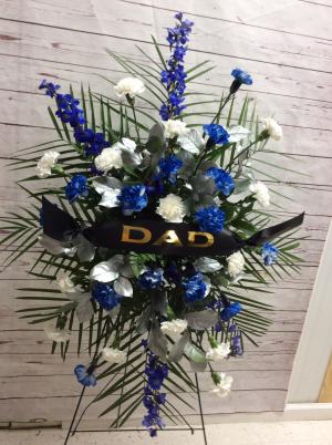 Blue, Silver & White Standing Spray With Saying Perfect for a Dallas Cowboy Fan or Police Officer