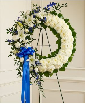 BLUE & WHITE STANDING WREATH Your Choice of Colors