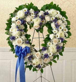 BLUE & WHITE STENDING OPEN HEART  from Roma Floris By family friends and business associates