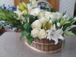 Blue & White Tribute Funeral  Basket
