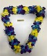 Blue & yellow Double Orchid lei  