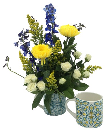 Blue & Yellow Serenity Mug  in Culpeper, VA | ENDLESS CREATIONS FLOWERS AND GIFTS