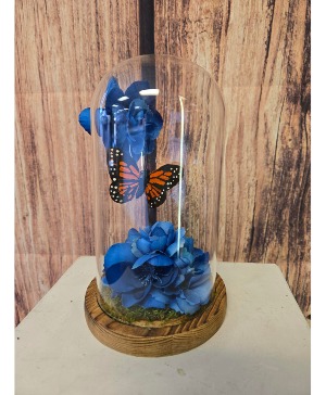 Blues in Glass Artificial Flowers