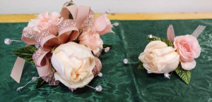 Blush and Bling Prom Corsage and Boutonniere Set in Las Vegas, NV | All In Bloom Blush and Bling Prom Corsage and Boutonniere Set in Las Vegas, NV | All In Bloom
