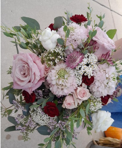 Blush and Burgundy  Handheld Bridal Bouquet