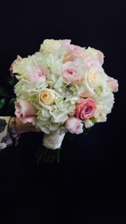 Blush and cream colored vintage wedding bouquet 